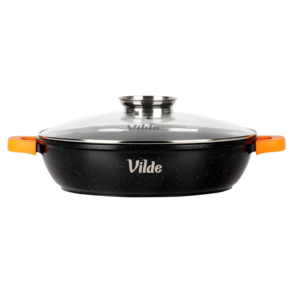 Granite Deep Frying Pan with Glass Lid, 32 cm, 4.7 L