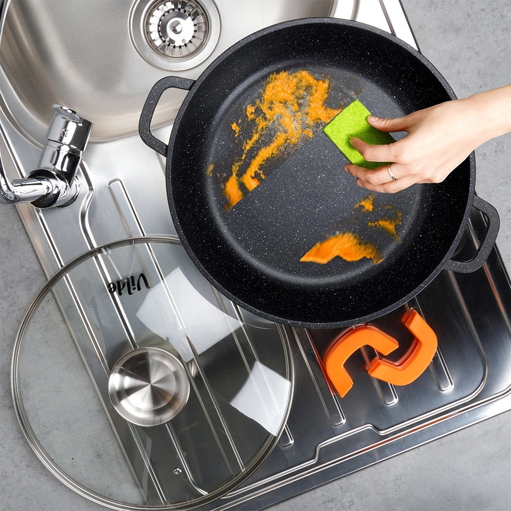 Granite Deep Frying Pan with Glass Lid, 32 cm, 4.7 L