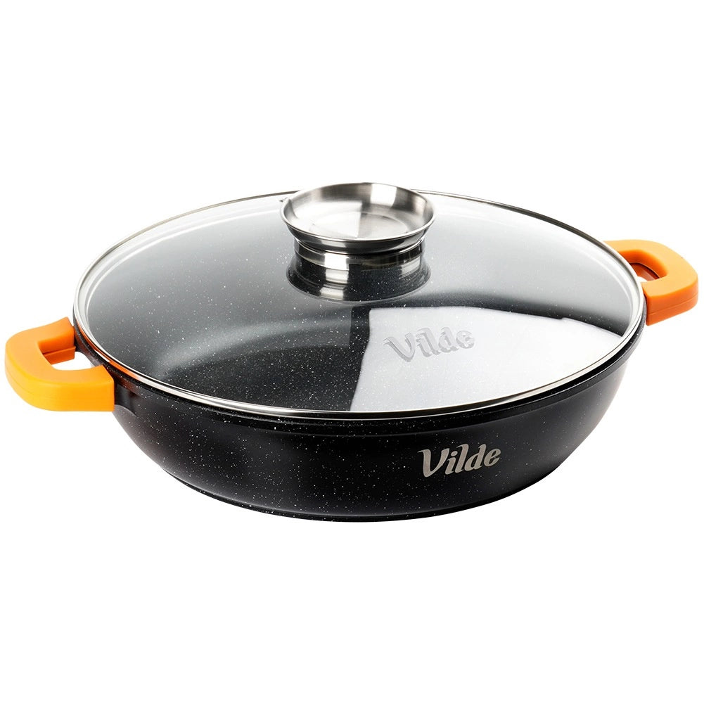 Granite Deep Frying Pan with Glass Lid, 32 cm, 4.7 L