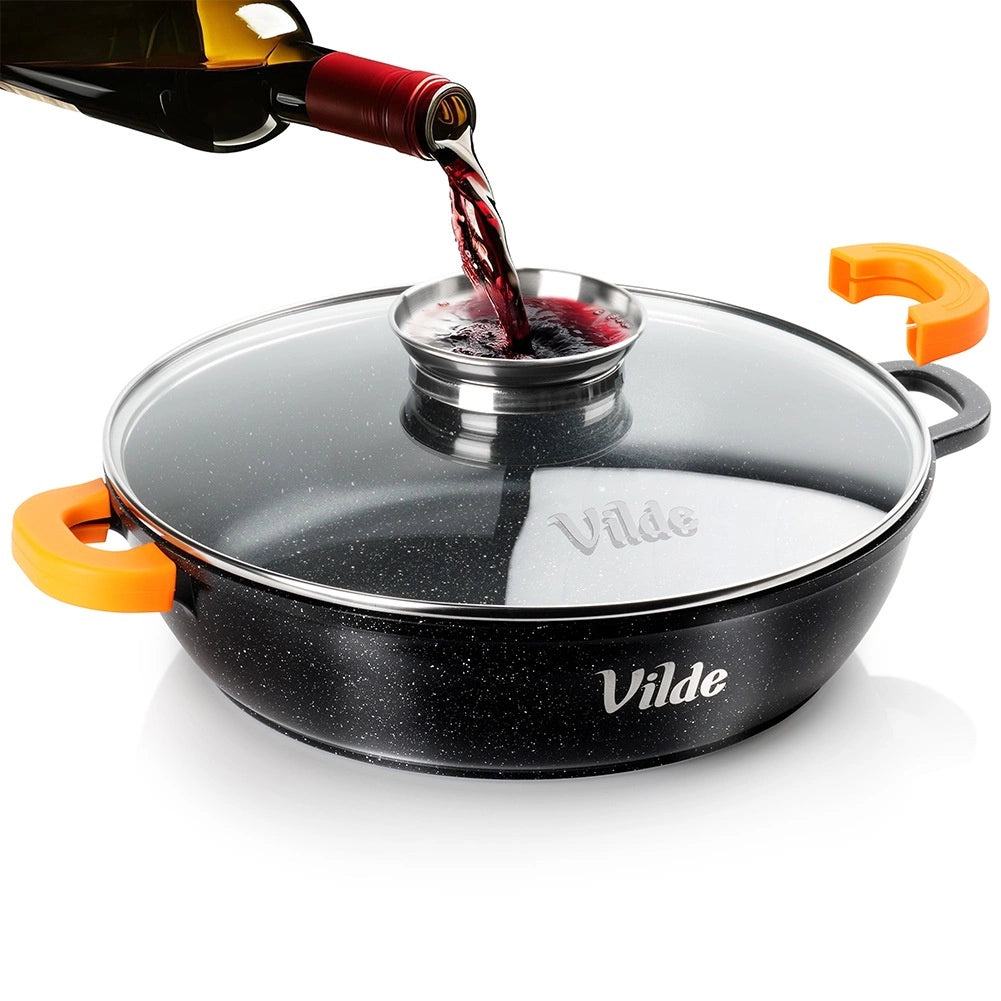 Granite Deep Frying Pan with Lid, 24 cm, 2.1 L