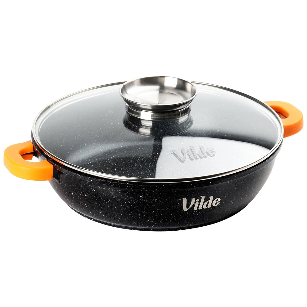 Granite Deep Frying Pan with Lid, 24 cm, 2.1 L