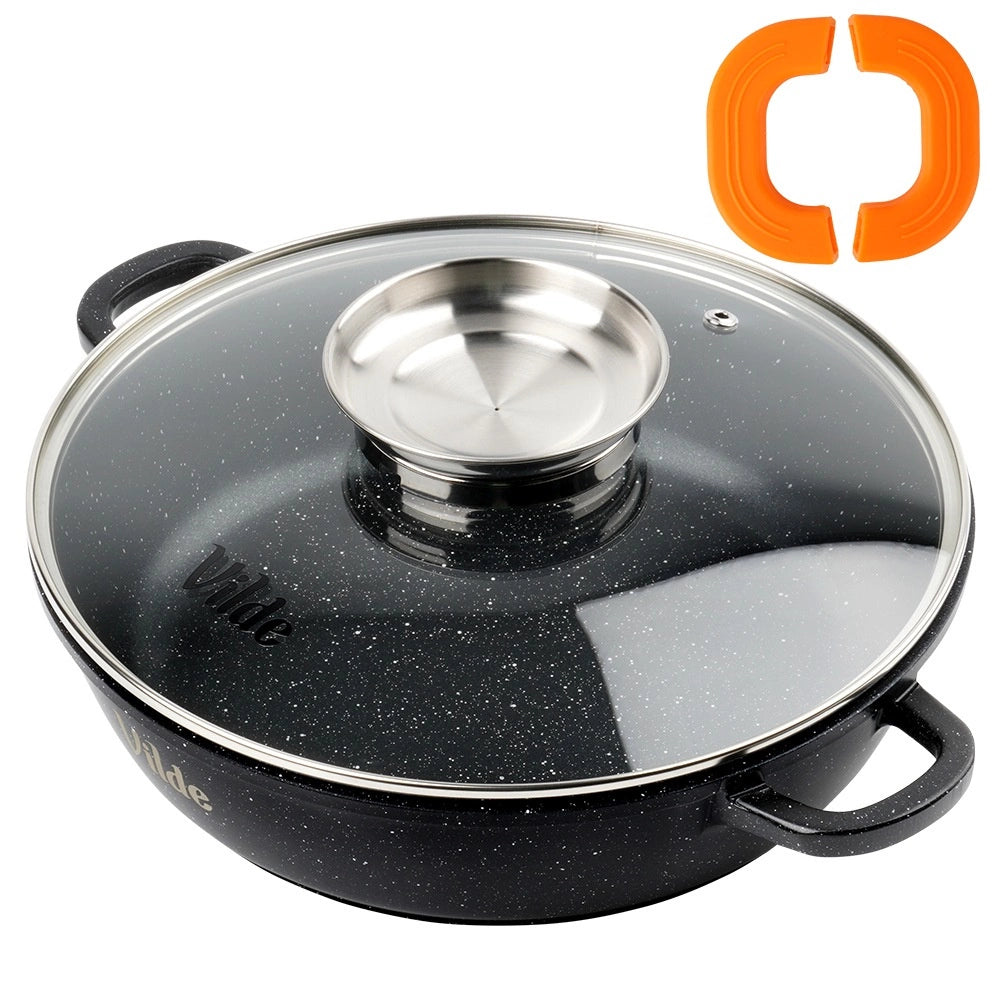 Granite Deep Frying Pan with Lid, 24 cm, 2.1 L