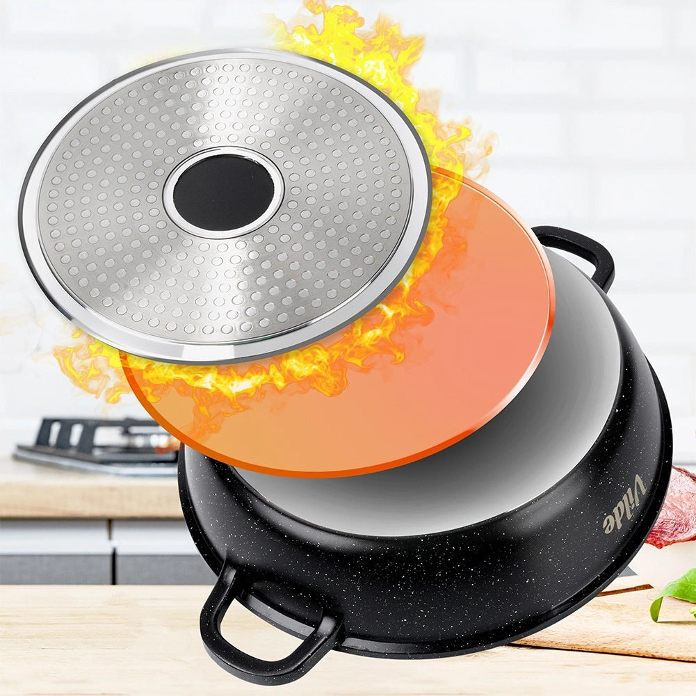 Granite Deep Frying Pan with Lid, 24 cm, 2.1 L