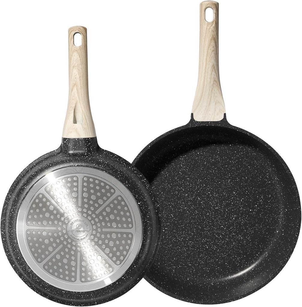 Granite Frying Pan Set, 20/24cm, Non-Stick, Black