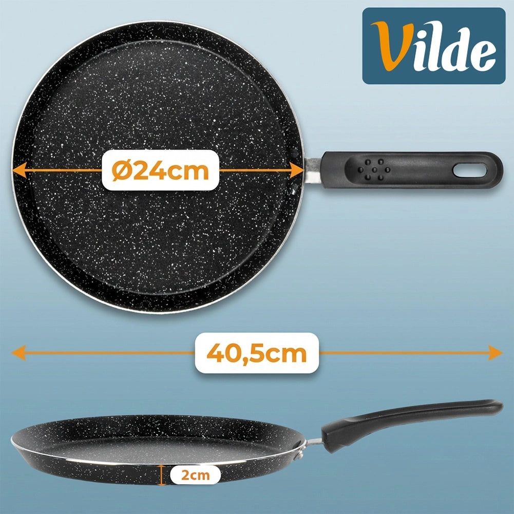 Granite Non-Stick Crepe Pan, 24 cm, Heat-Resistant Handle
