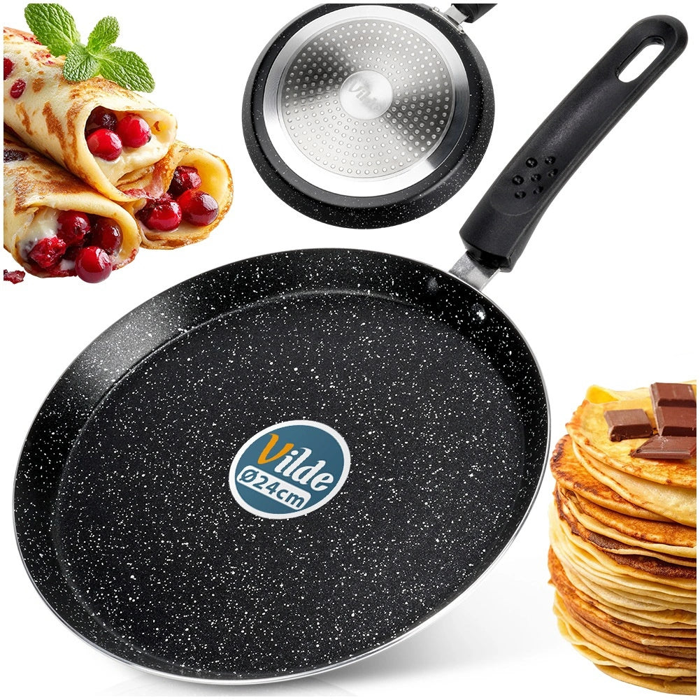 Granite Non-Stick Crepe Pan, 24 cm, Heat-Resistant Handle