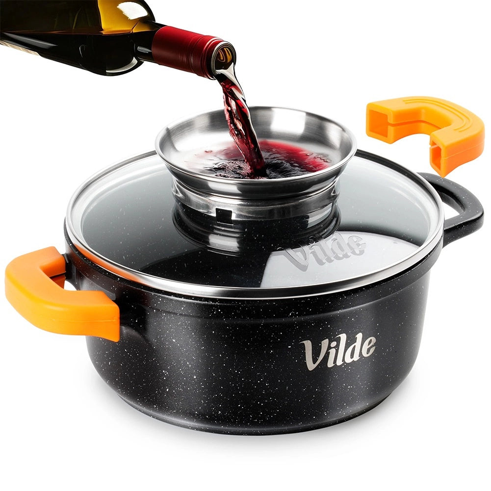 Granite Pot with Glass Lid, 16 cm, 1.2 L Capacity