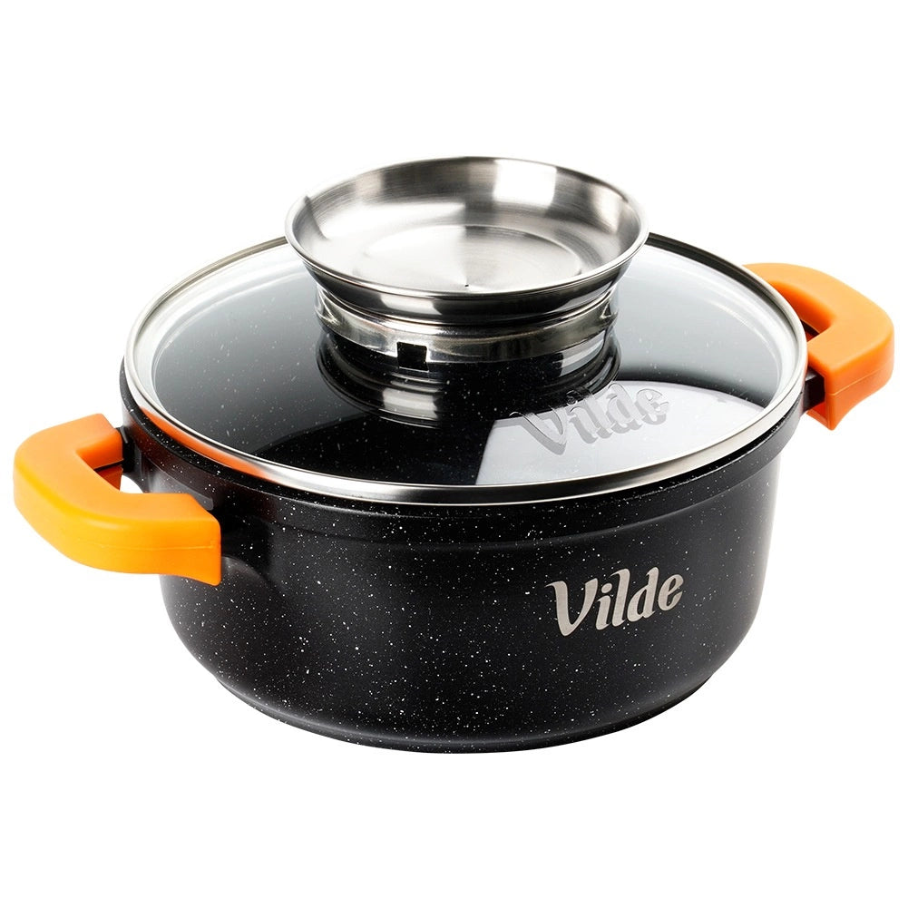 Granite Pot with Glass Lid, 16 cm, 1.2 L Capacity