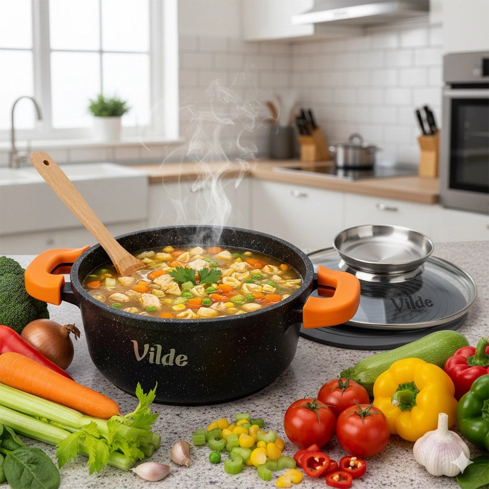 Granite Pot with Glass Lid, 16 cm, 1.2 L Capacity