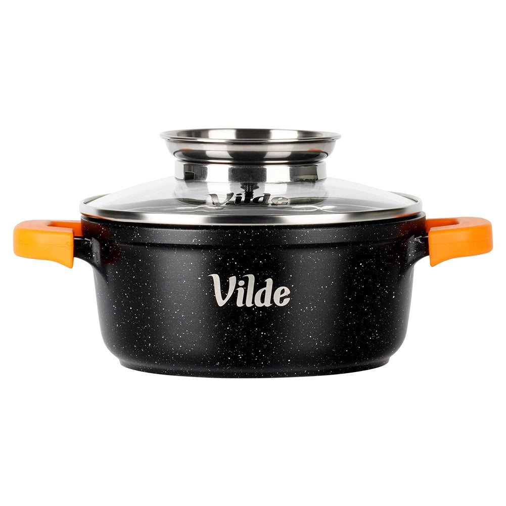 Granite Pot with Glass Lid, 16 cm, 1.2 L Capacity
