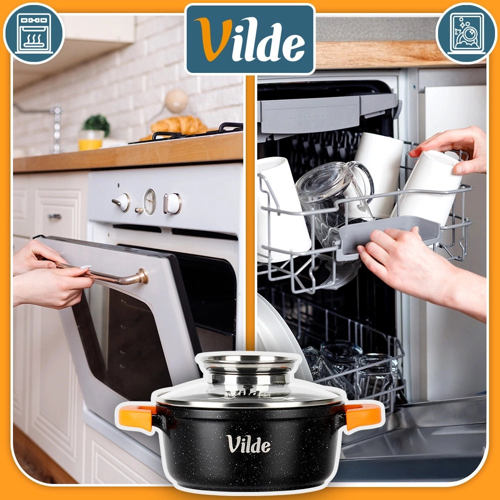 Granite Pot with Glass Lid, 16 cm, 1.2 L Capacity