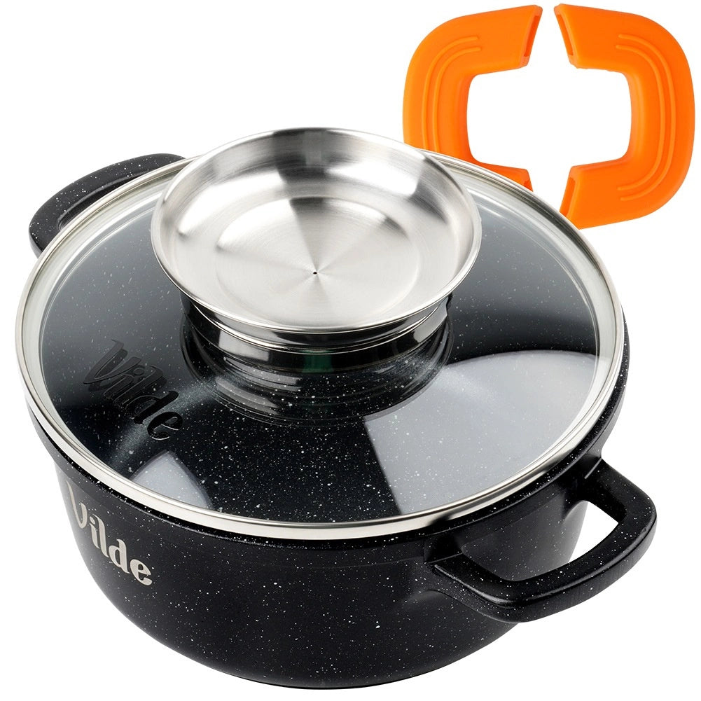 Granite Pot with Glass Lid, 16 cm, 1.2 L Capacity