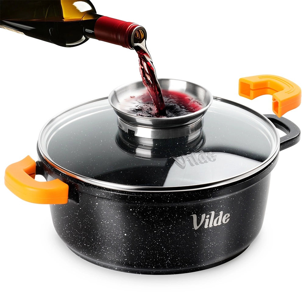Granite Pot with Glass Lid, 20 cm, 2.1 L Capacity
