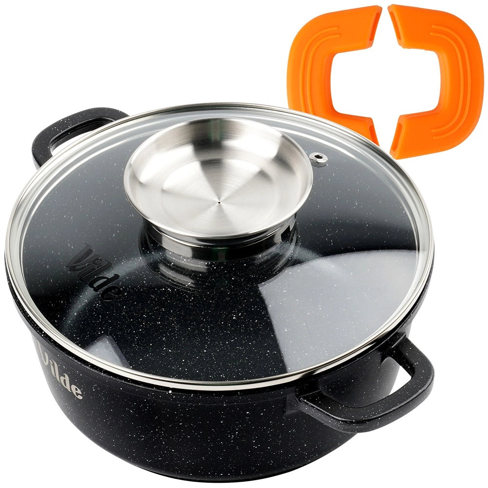 Granite Pot with Glass Lid, 20 cm, 2.1 L Capacity