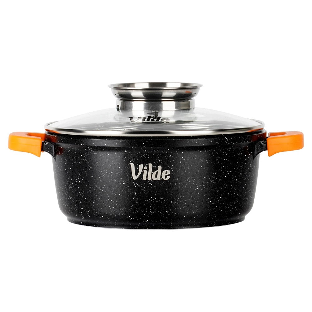 Granite Pot with Glass Lid, 20 cm, 2.1 L Capacity