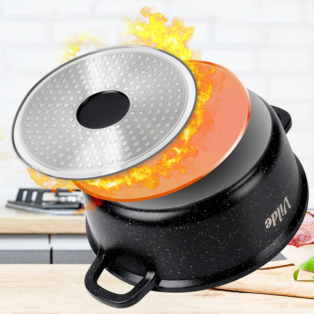 Granite Pot with Glass Lid, 20 cm, 2.1 L Capacity