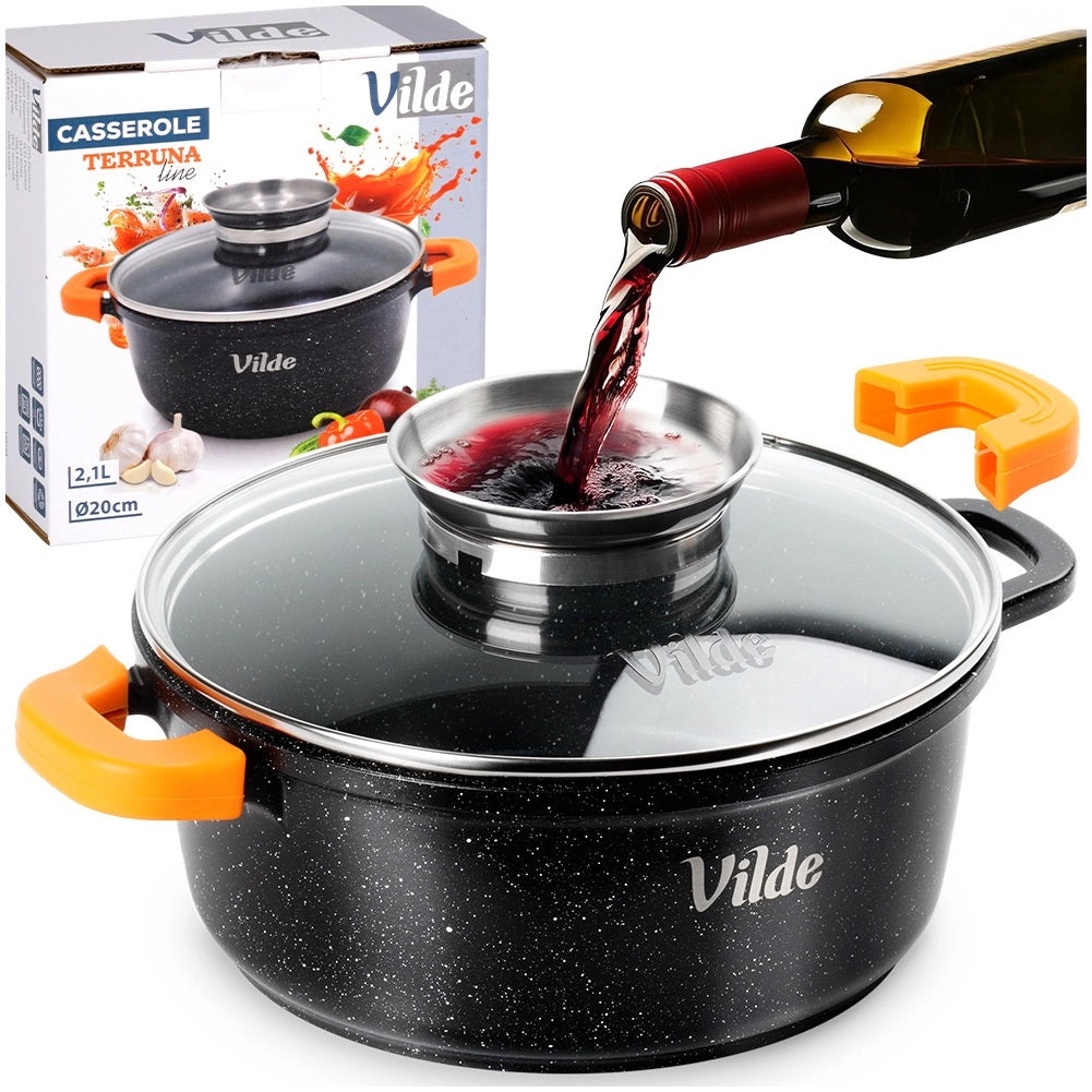 Granite Pot with Glass Lid, 20 cm, 2.1 L Capacity