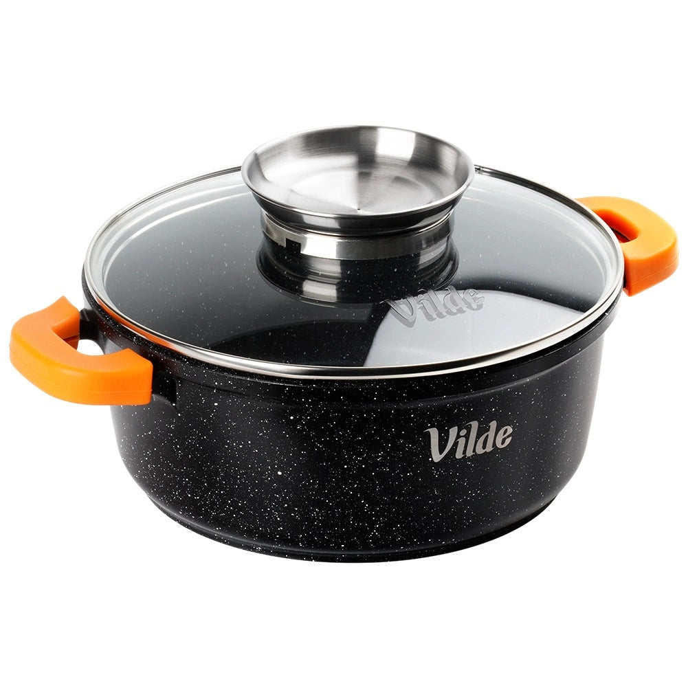 Granite Pot with Glass Lid, 20 cm, 2.1 L Capacity