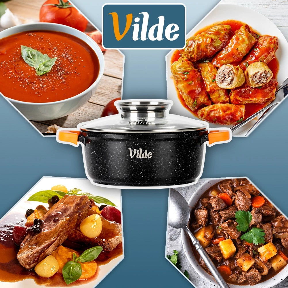 Granite Pot with Glass Lid, 20 cm, 2.1 L Capacity