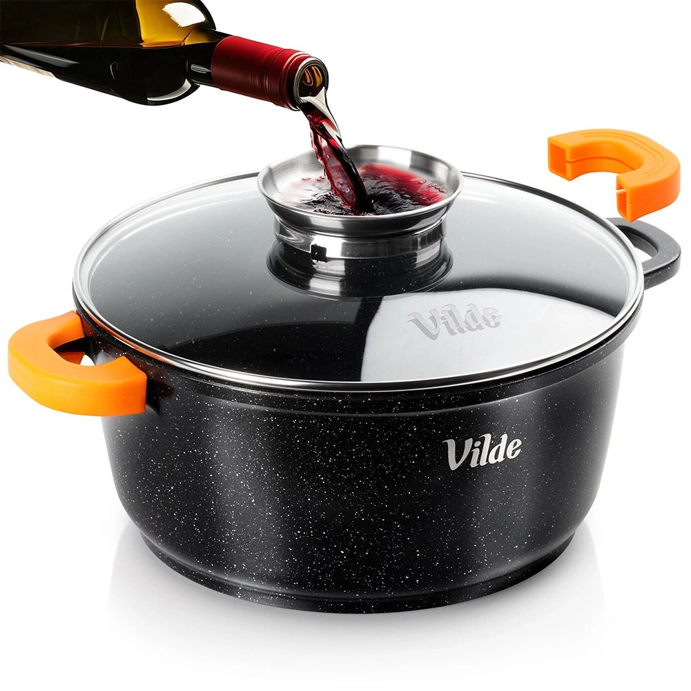 Granite Pot with Glass Lid, 24 cm, 4 L Capacity