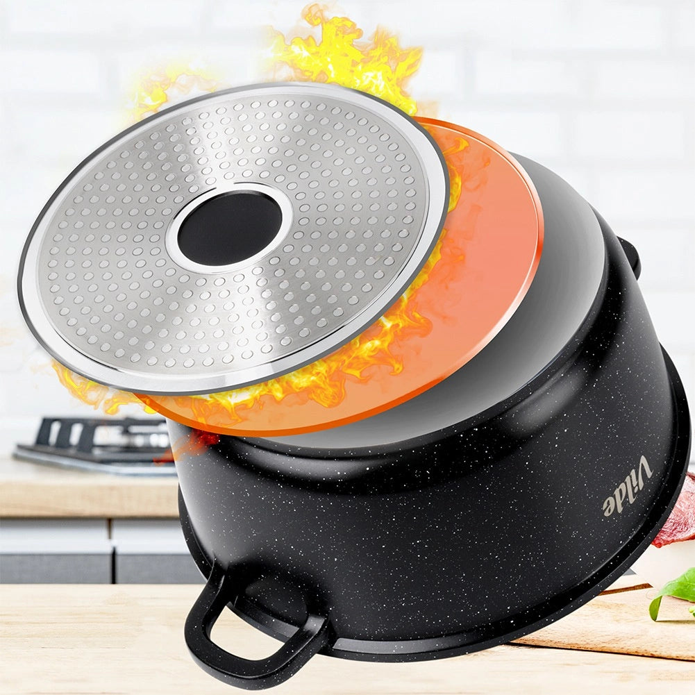 Granite Pot with Glass Lid, 24 cm, 4 L Capacity