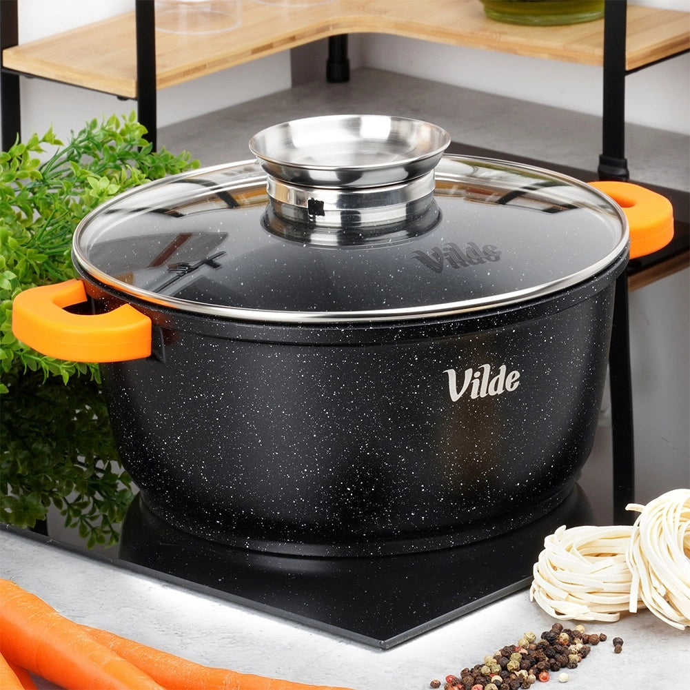 Granite Pot with Glass Lid, 24 cm, 4 L Capacity