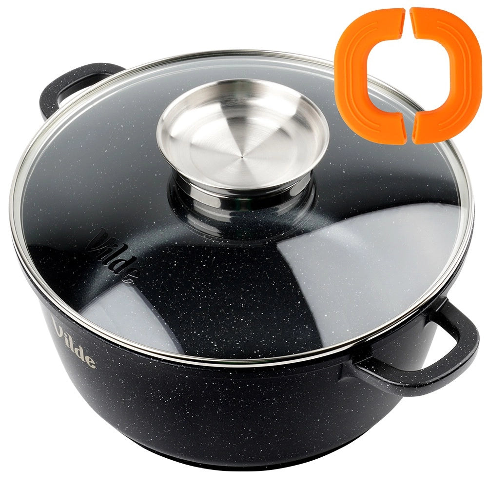 Granite Pot with Glass Lid, 24 cm, 4 L Capacity