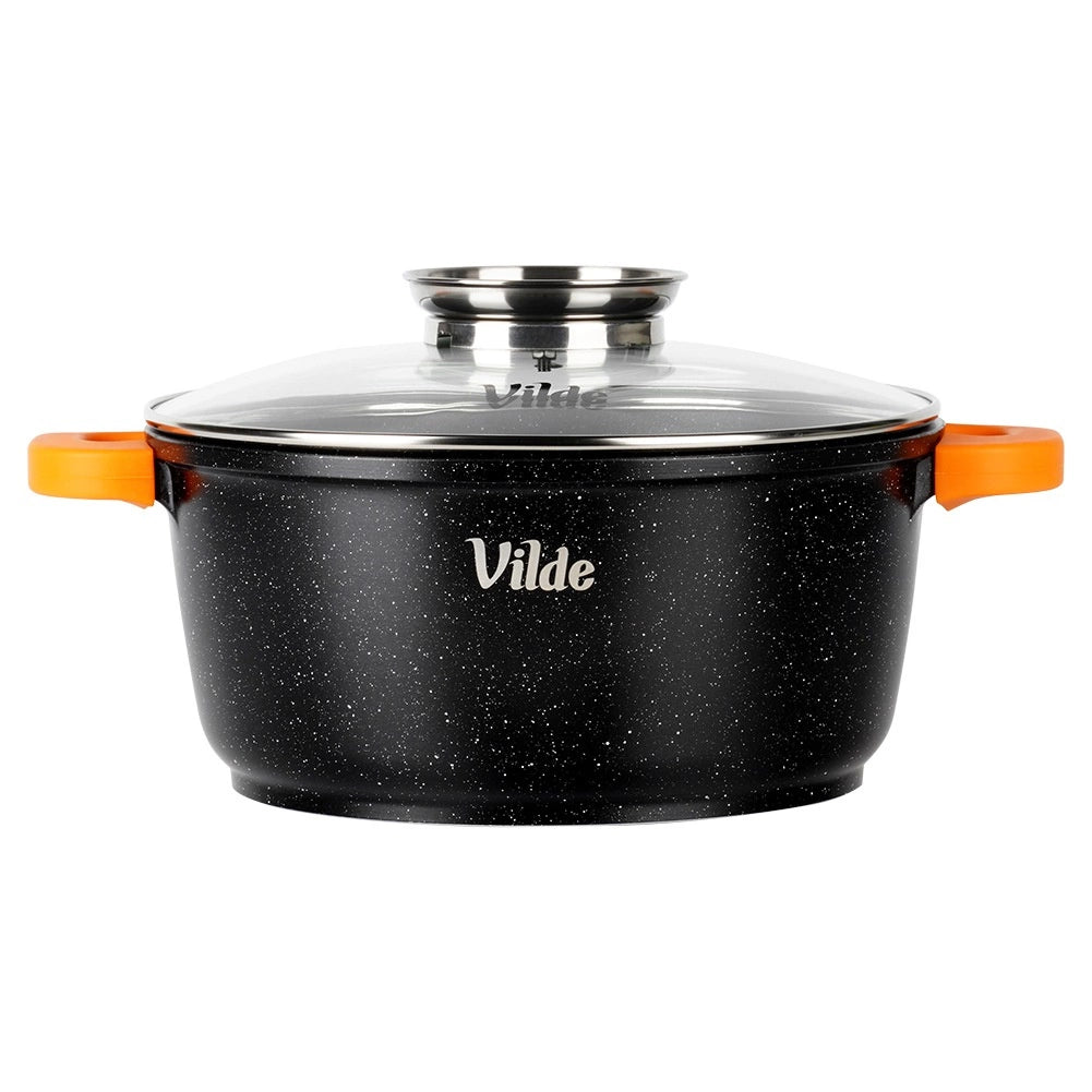 Granite Pot with Glass Lid, 24 cm, 4 L Capacity