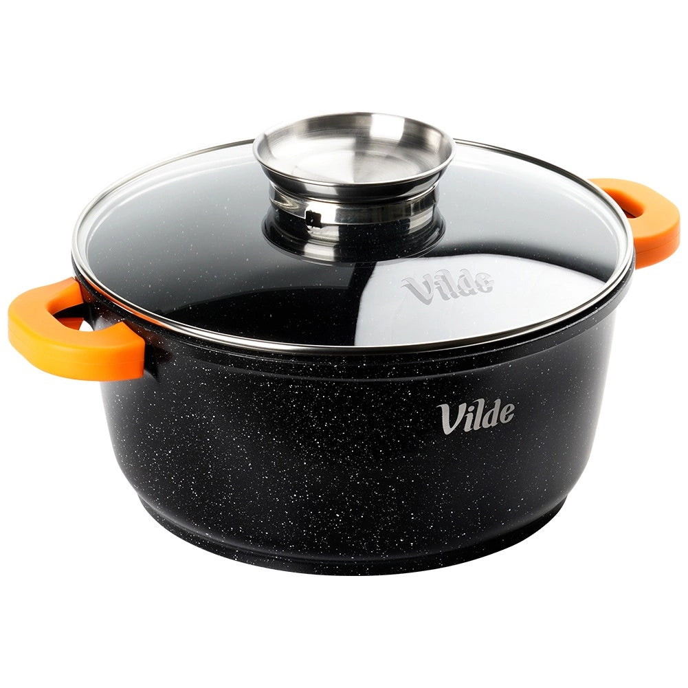 Granite Pot with Glass Lid, 24 cm, 4 L Capacity