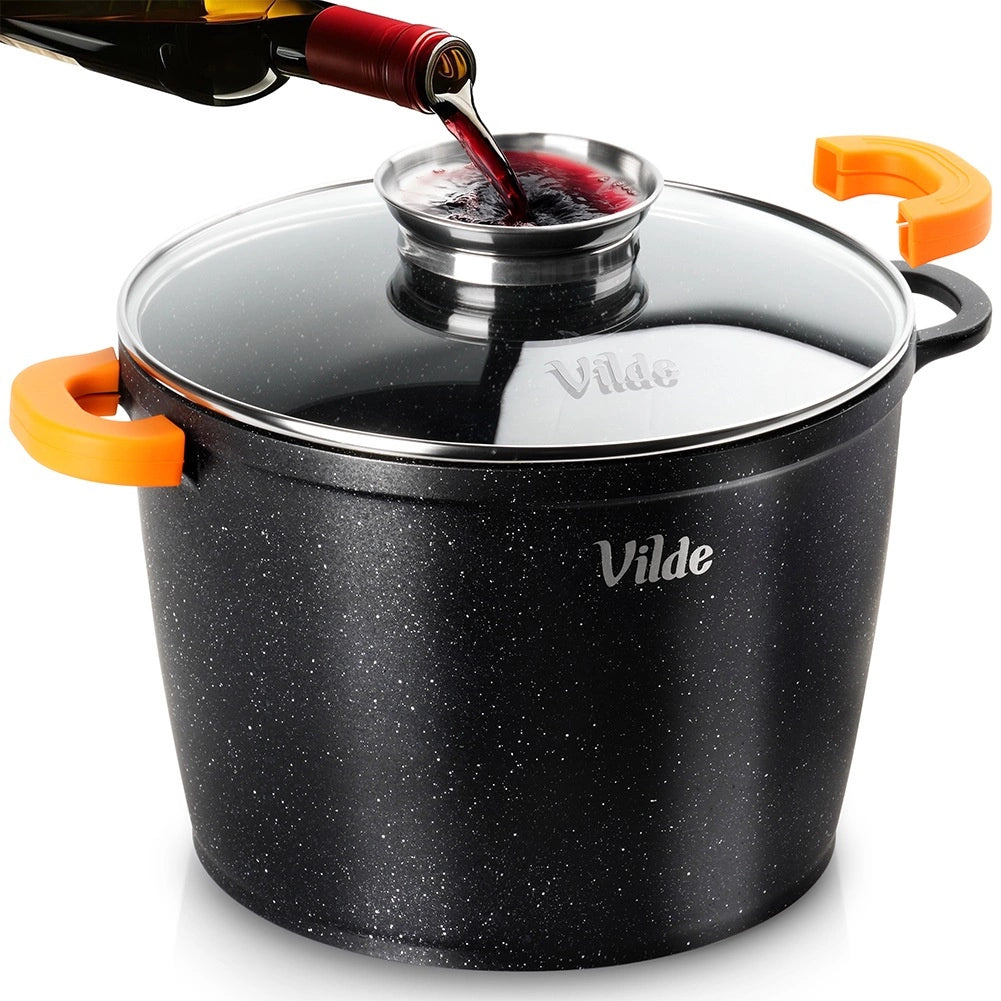 Granite Pot with Glass Lid, 24 cm, 6.7 L Capacity