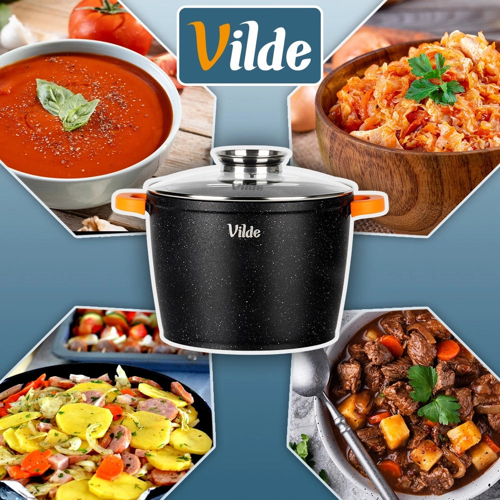 Granite Pot with Glass Lid, 24 cm, 6.7 L Capacity