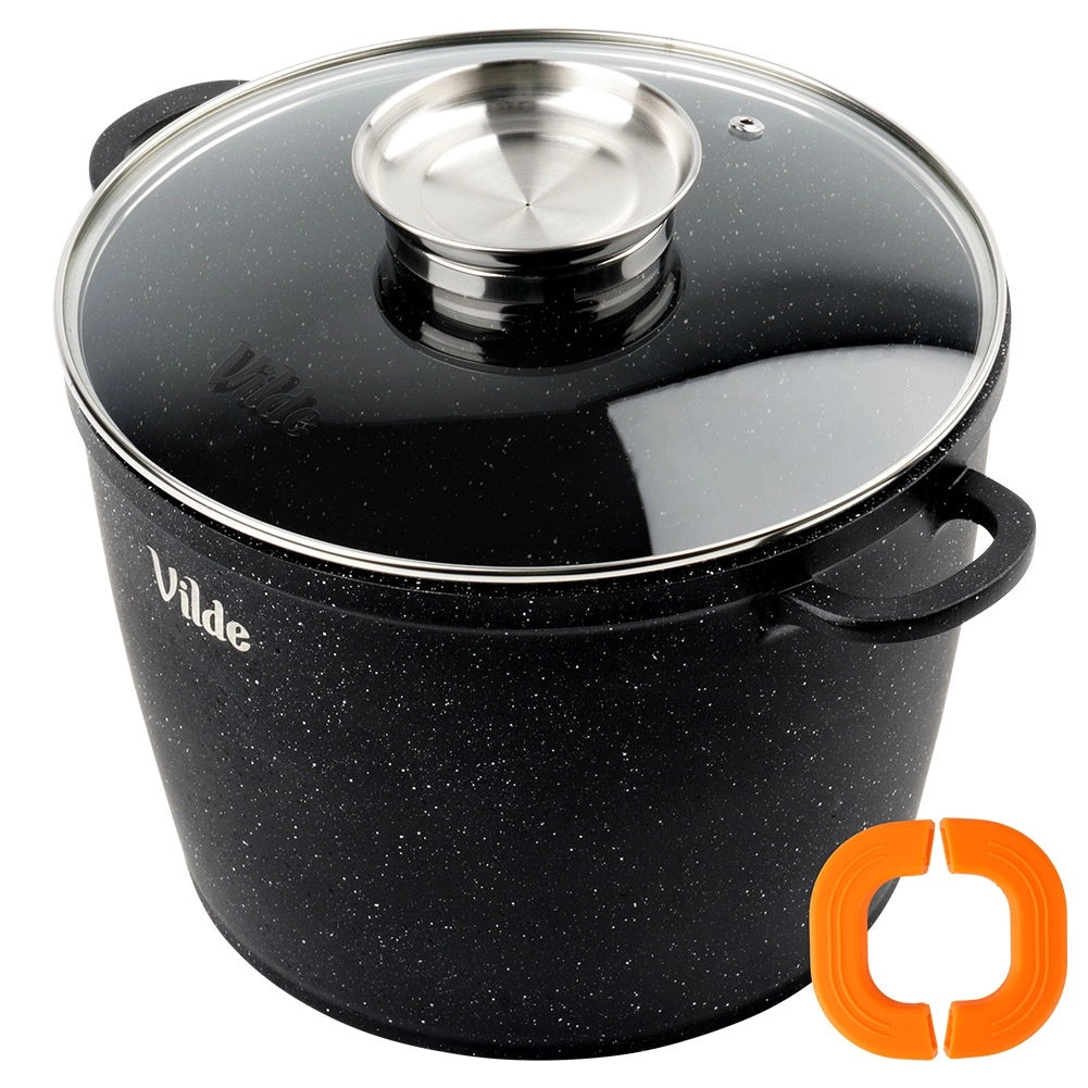Granite Pot with Glass Lid, 24 cm, 6.7 L Capacity