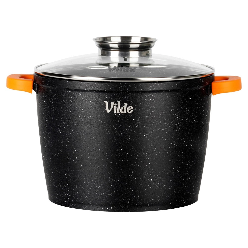 Granite Pot with Glass Lid, 24 cm, 6.7 L Capacity