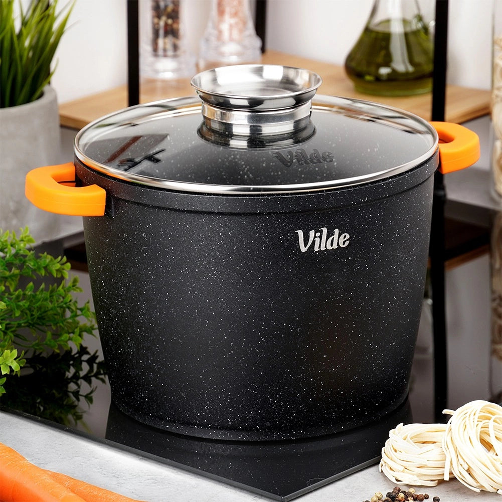Granite Pot with Glass Lid, 24 cm, 6.7 L Capacity