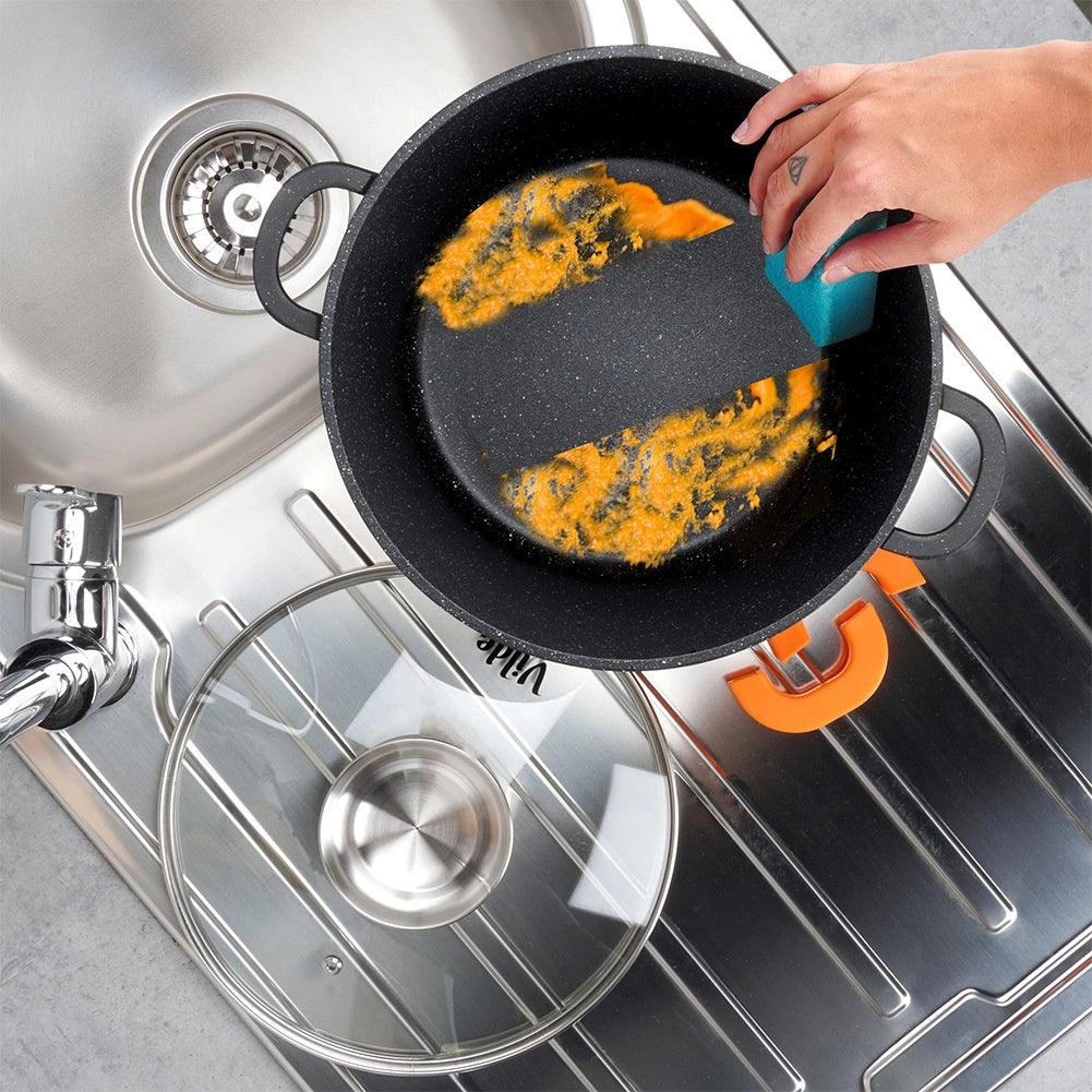 Granite Pot with Glass Lid, 24 cm, 6.7 L Capacity