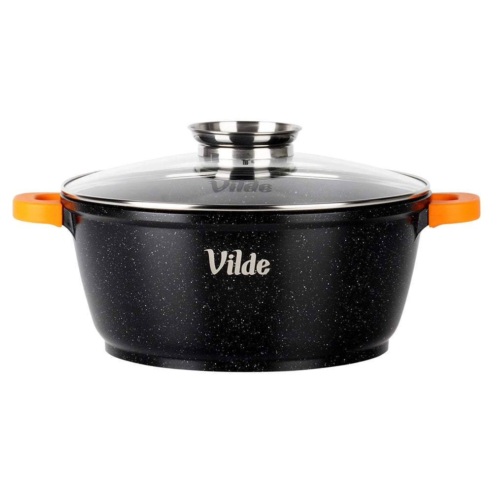 Granite Pot with Glass Lid, 28 cm, 5.8 L Capacity