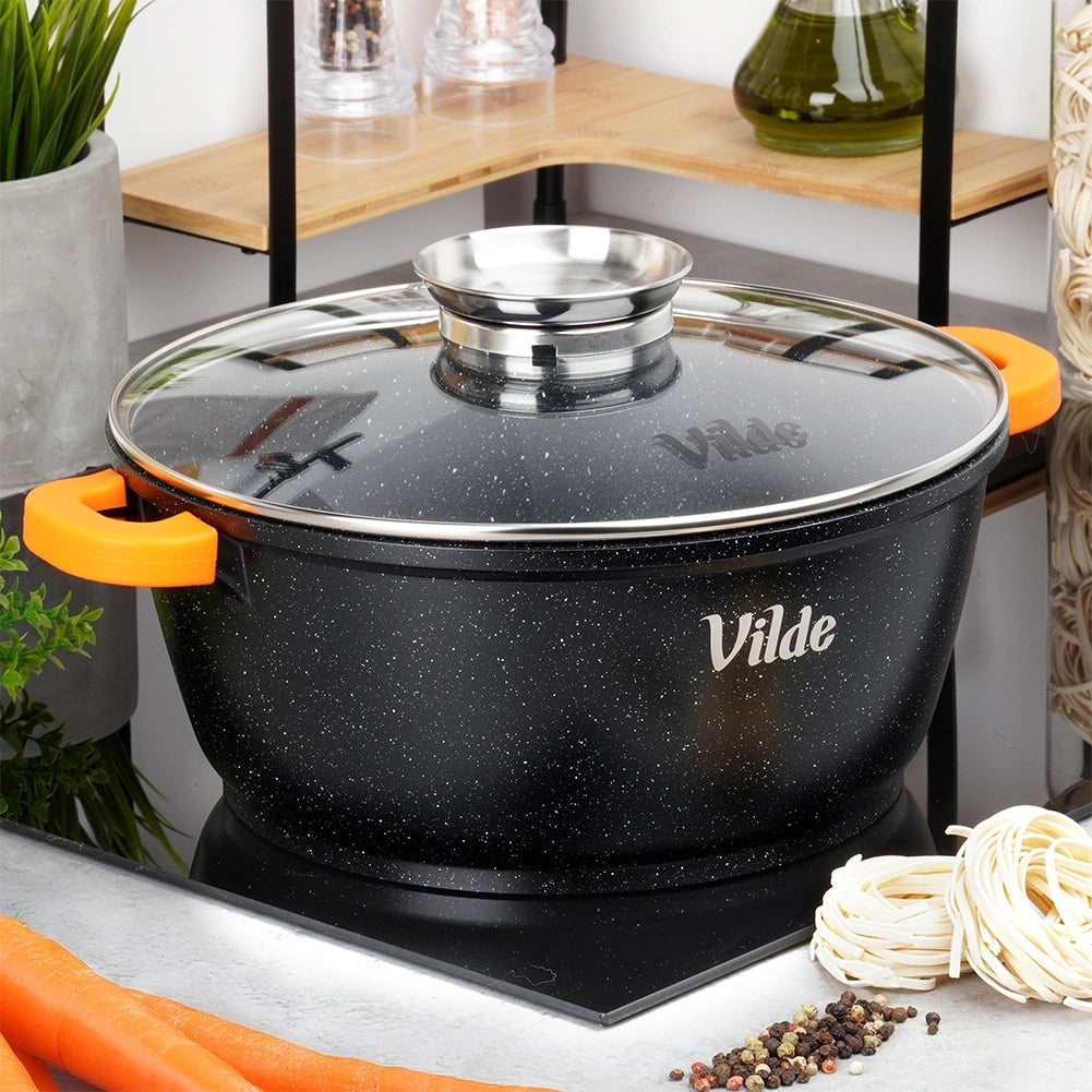 Granite Pot with Glass Lid, 28 cm, 5.8 L Capacity