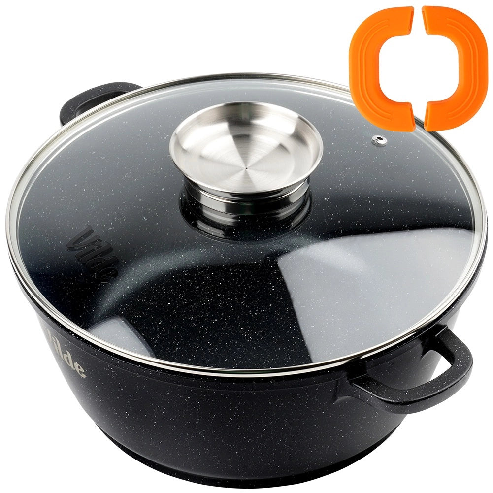Granite Pot with Glass Lid, 28 cm, 5.8 L Capacity