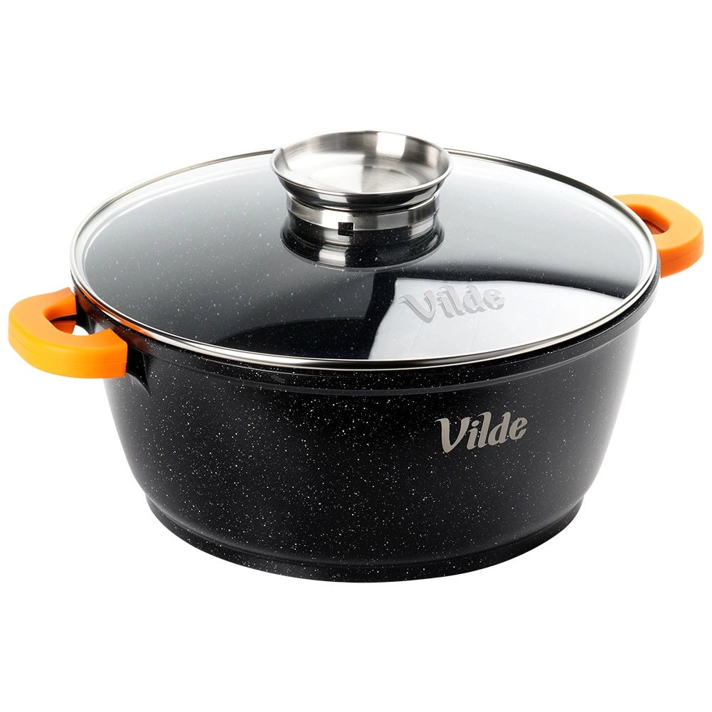 Granite Pot with Glass Lid, 28 cm, 5.8 L Capacity