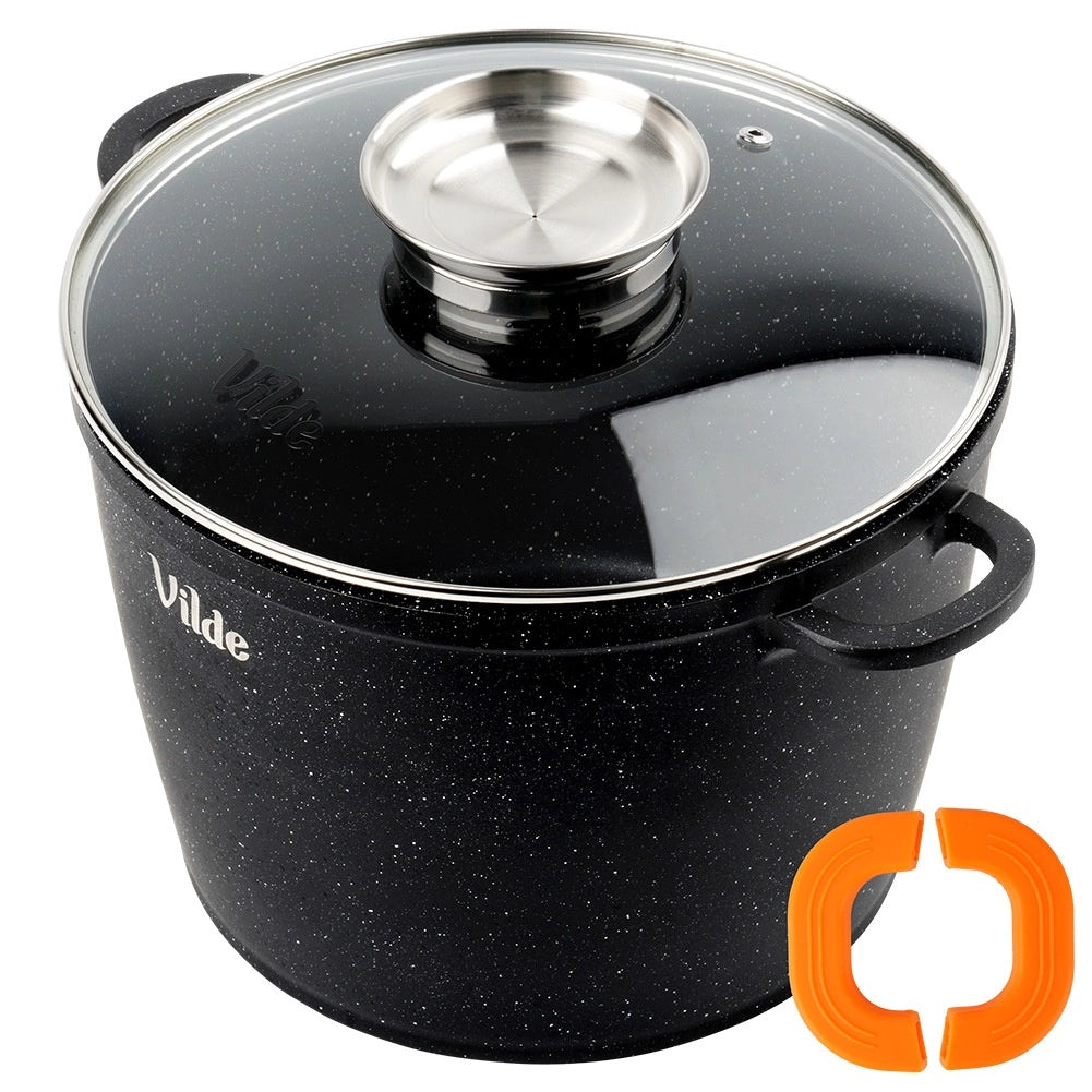 Granite Pot with Glass Lid, 28 cm, 9.7 L Capacity