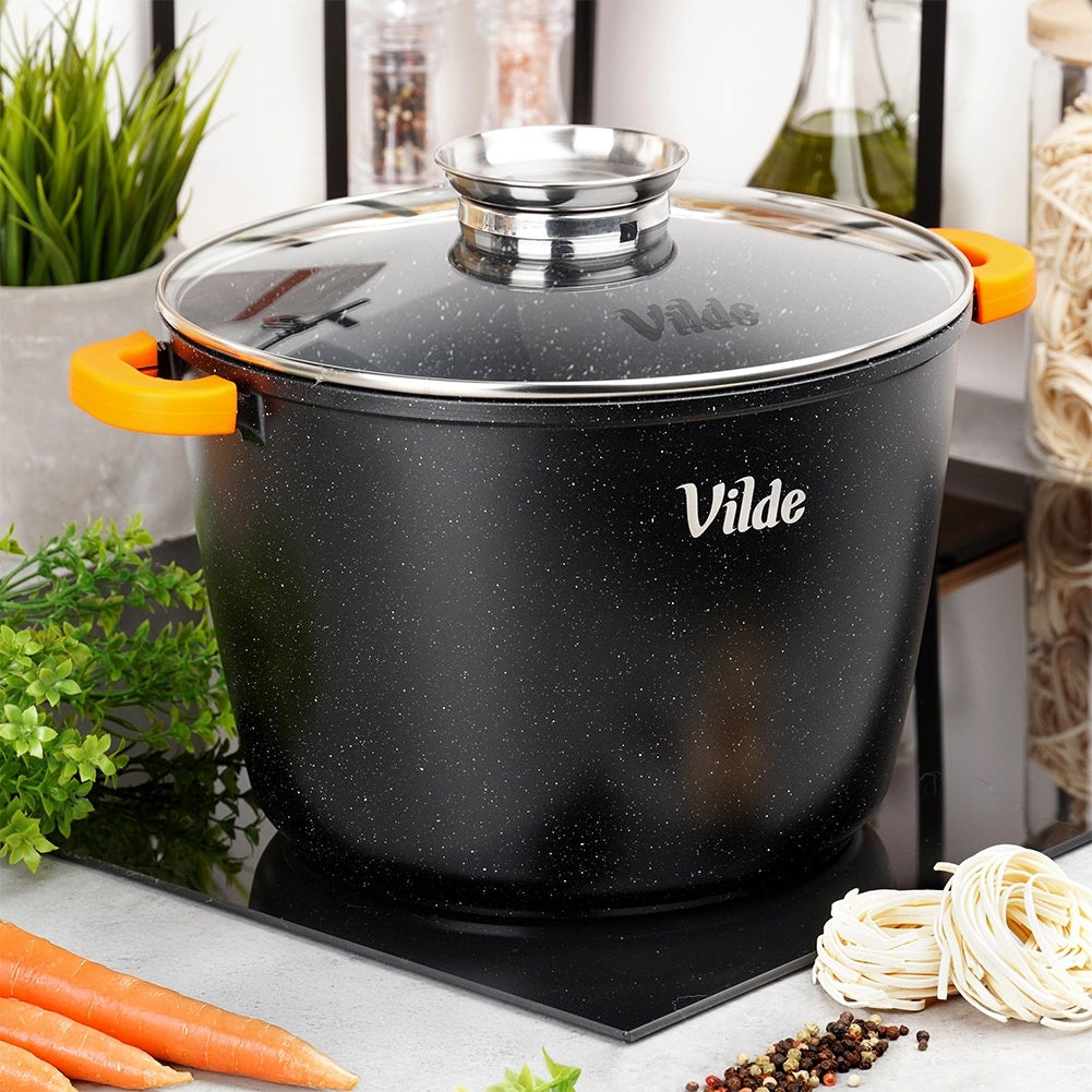 Granite Pot with Glass Lid, 28 cm, 9.7 L Capacity