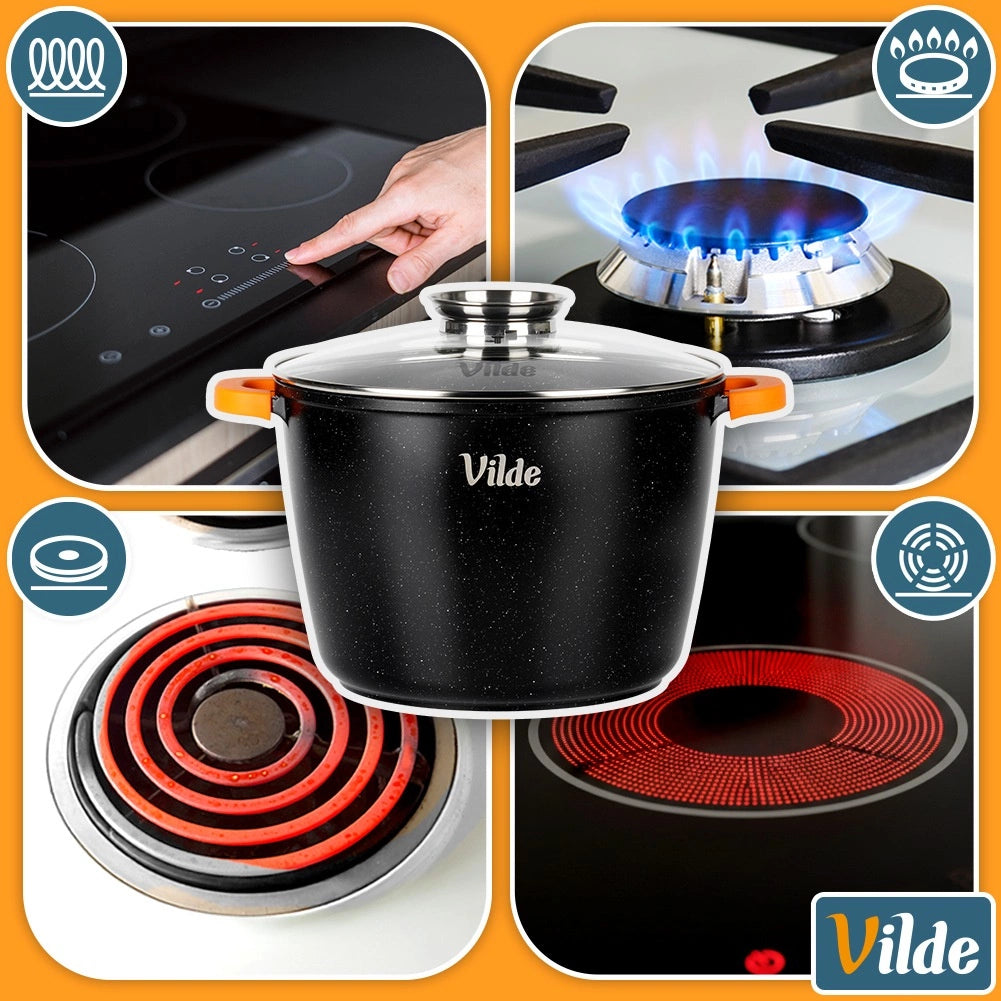 Granite Pot with Glass Lid, 28 cm, 9.7 L Capacity