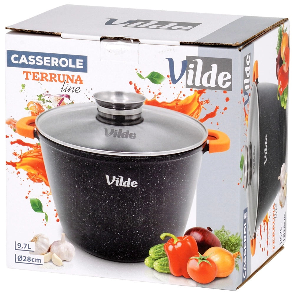 Granite Pot with Glass Lid, 28 cm, 9.7 L Capacity