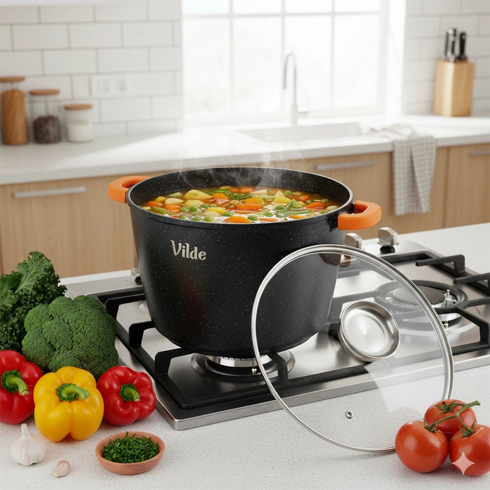 Granite Pot with Glass Lid, 28 cm, 9.7 L Capacity