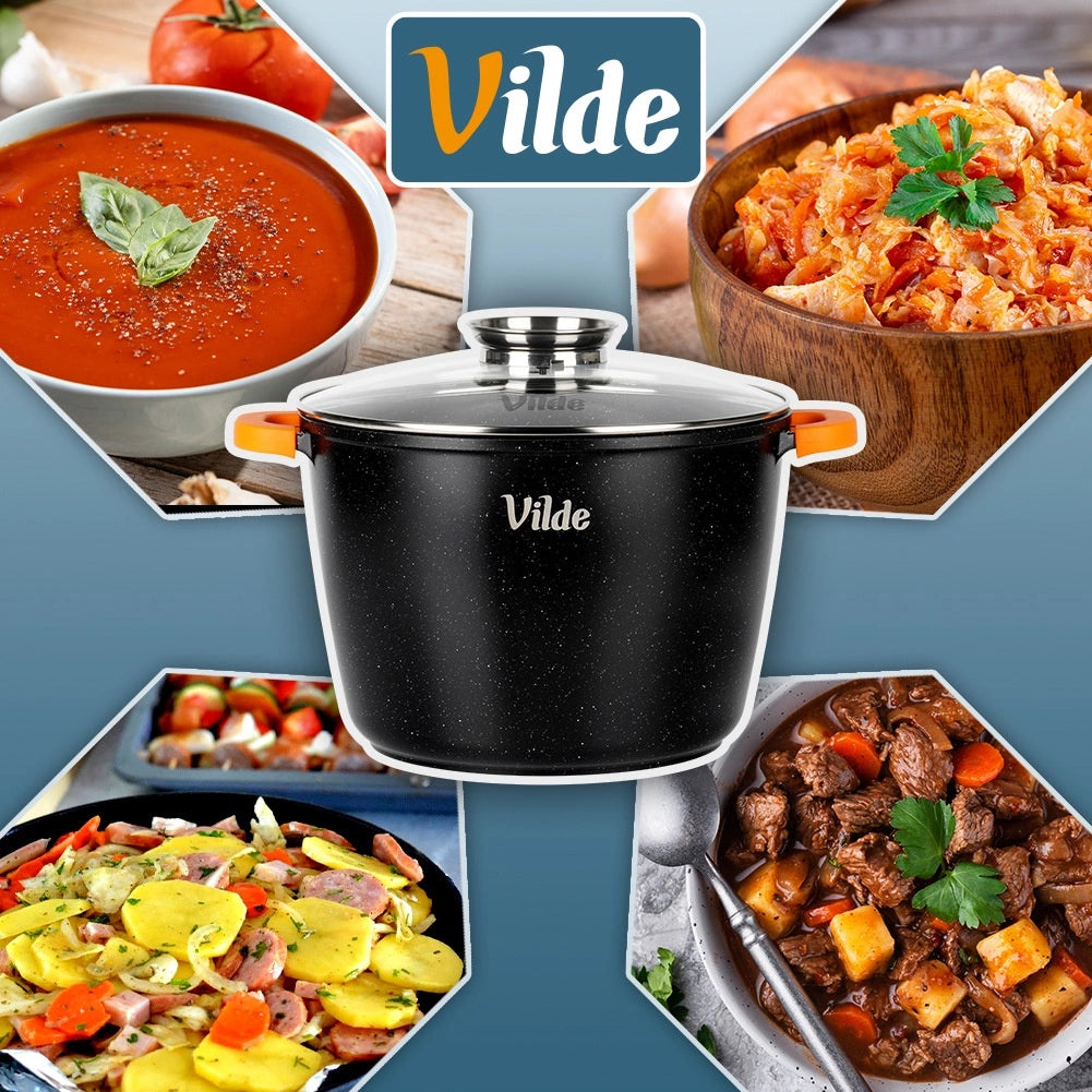 Granite Pot with Glass Lid, 28 cm, 9.7 L Capacity