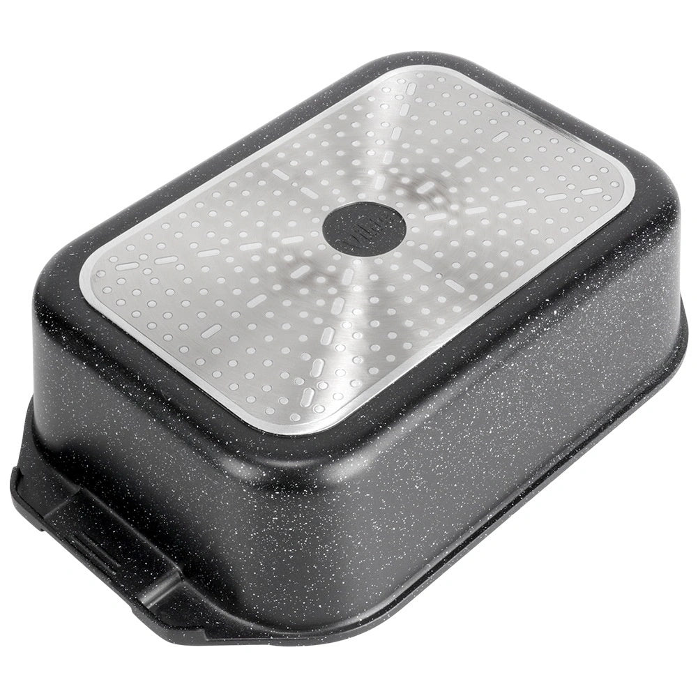Granite Roasting Tin with Glass Lid, 7.5L, 41x26x16 cm