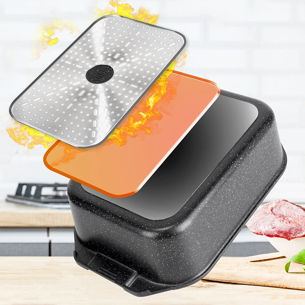 Granite Roasting Tin with Glass Lid, 7.5L, 41x26x16 cm