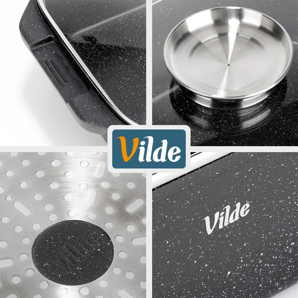 Granite Roasting Tin with Glass Lid, 7.5L, 41x26x16 cm