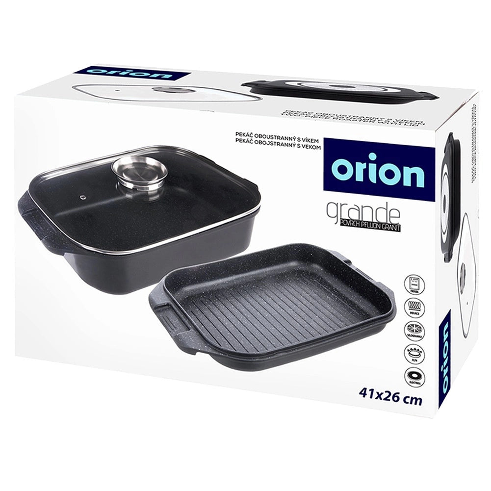 Granite Roasting Tin with Grill & Glass Lid, 7L, 41x26x15 cm