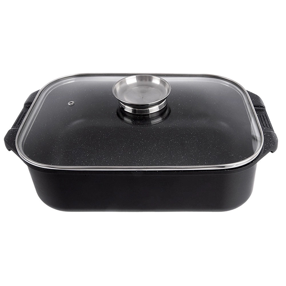 Granite Roasting Tin with Grill & Glass Lid, 7L, 41x26x15 cm